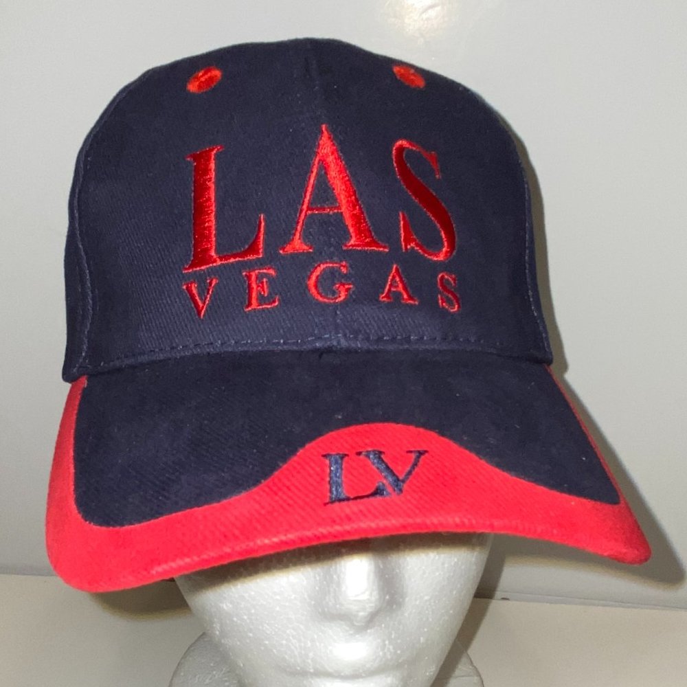 Adult NEW Embroidered Las Vegas Baseball Cap Navy Blue Red Adjustable